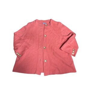 J.McLaughlin‎ Cardigan Sweater Women XL Button Front 3/4 Sleeve Salmon